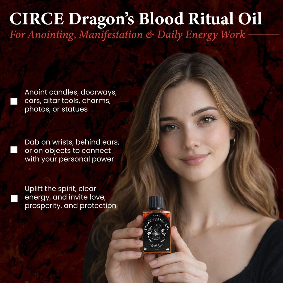 CIRCE Dragon’s Blood Spell Oil – Ritual- und Intentionöl zur Stärkung deines Raums, Erdung und persönlicher Ausrichtung – als Duft oder im Bad – Kokosöl mit Drachenblut-Harz und Zedernholz 15 ml