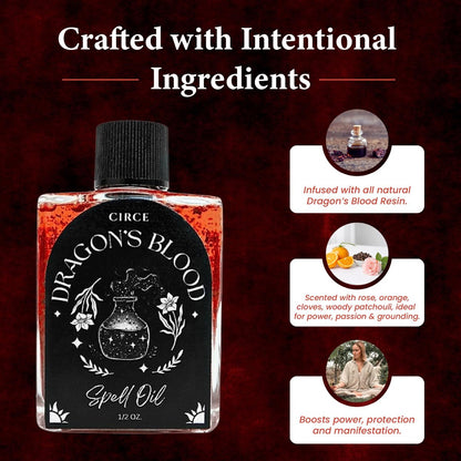 CIRCE Dragon’s Blood Spell Oil – Ritual- und Intentionöl zur Stärkung deines Raums, Erdung und persönlicher Ausrichtung – als Duft oder im Bad – Kokosöl mit Drachenblut-Harz und Zedernholz 15 ml