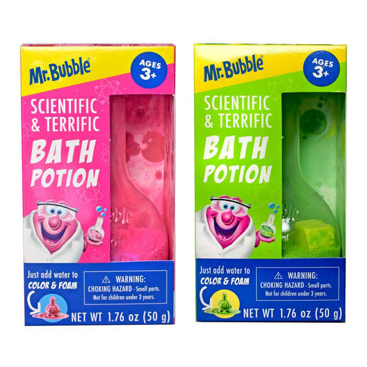 Mr. Bubble Die Original Kinder Badebomben Potions, Bunter Fizz-Spaß, Cooler Schaum und Blasenwissenschaftsbecher für das Bad (2er-Pack)