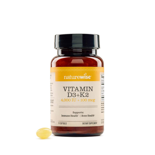 NatureWise Vitamin D3 4000 IE + K2 (MK7) 100 µg mit Bio Extra Virgin Kokosöl – Unterstützt Kalziumaufnahme, Knochen- & Immunsystem – Non-GMO, Soja- & Glutenfrei – 90 Weichkapseln [3-Monatsvorrat]
