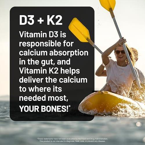 NatureWise Vitamin D3 1000 IU + K2 (MK7) 100 mcg mit Bio-Kokosöl – Calcium-Aufnahme, Knochen- & Immununterstützung – 30 Kapseln