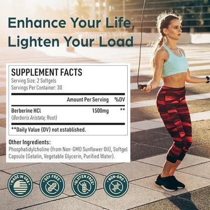 Corpofuerte Liposomales Berberin – Berberin Supplement aktiviert AMPK, unterstützt das Körpergleichgewicht bei Frauen und Männern – fördert Immunfunktion, Darmfunktion, Non-GMO, zuckerfrei, 60 Softgels