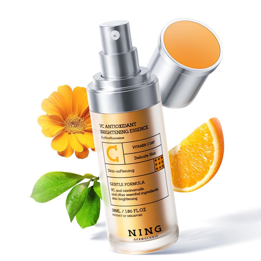 NING DERMOLOGIE Vitamin C Serum mit Niacinamid & Ethylascorbinsäure: Aufhellendes, feuchtigkeitsspendendes Gesichtsserum gegen dunkle Flecken | Behandlung von Hyperpigmentierung & Anti-Aging | Koreanische Synergieformel 1,01 oz