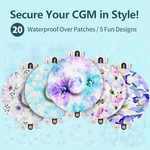 Over Patches für Dexcom G7 – Klebepflaster wasserdicht mit Easy-Peel Tab, vorgestanzt, für Stelo Flexible CGM Tape, 10-14 Tage Halt, 20 Stück, Bloomingday