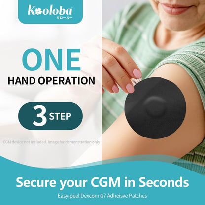 Kooloba Over Patches für Dexcom G7 – Wasserdichte Klebepflaster mit Easy-Peel Lasche, vorgeschnitten, für Stelo Flexibles CGM Tape, langanhaltend 10-14 Tage, 20 Stück, Schwarz