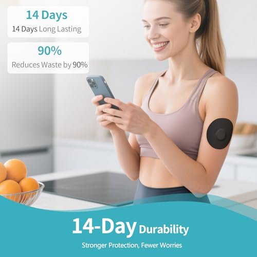 Kooloba Over Patches für Dexcom G7 – Wasserdichte Klebepflaster mit Easy-Peel Lasche, vorgeschnitten, für Stelo Flexibles CGM Tape, langanhaltend 10-14 Tage, 20 Stück, Schwarz