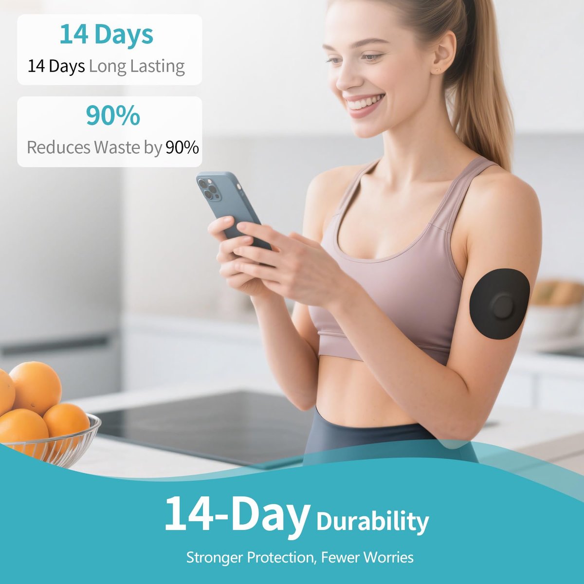 Kooloba Over Patches für Dexcom G7 – Wasserdichte Klebepflaster mit Easy-Peel Lasche, vorgeschnitten, für Stelo Flexibles CGM Tape, langanhaltend 10-14 Tage, 20 Stück, Schwarz