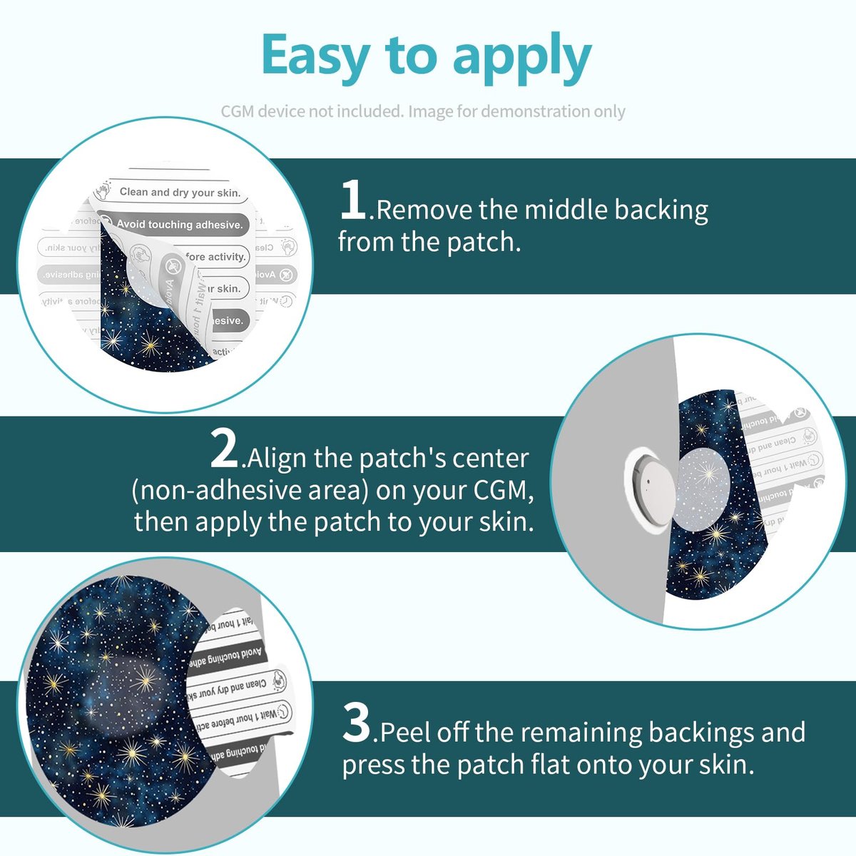 Aufkleber für Dexcom G7 – Astralora – 20er-Pack – Kooloba – Wasserdichte, hautfreundliche Haftpflaster für Dexcom G7 und Stelo CGM – Lang haftend 10–14 Tage – Vorgeschnitten mit Easy-Peel-Tab