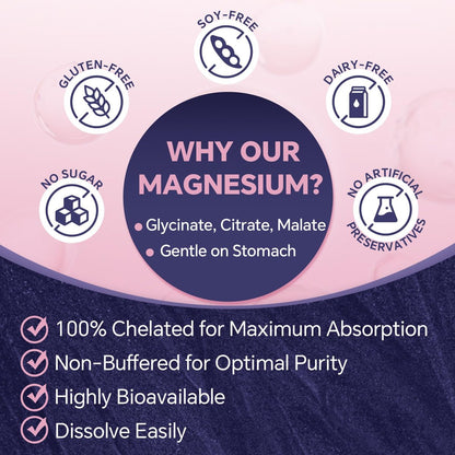 ZEBORA Magnesium Pulver für Schlaf – Chelat-Magnesium-Komplex mit Glycinat, Citrat und Malat, ungewürztes Getränkepulver mit Elektrolyten für Muskel- und Gehirngesundheit, vegan, non-GMO, 10,58 oz