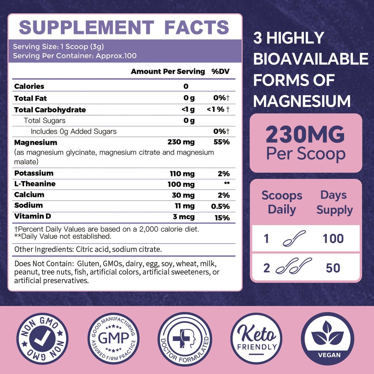 ZEBORA Magnesium Pulver für Schlaf – Chelat-Magnesium-Komplex mit Glycinat, Citrat und Malat, ungewürztes Getränkepulver mit Elektrolyten für Muskel- und Gehirngesundheit, vegan, non-GMO, 10,58 oz