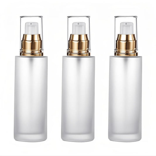 Doromy 3er-Set Flaschen aus Milchglas mit Pumpspender, nachfüllbare Kosmetikflaschen, leere Reisebehälter 60 ml/2 oz für Make-up-Creme, Lotion, ätherische Öle