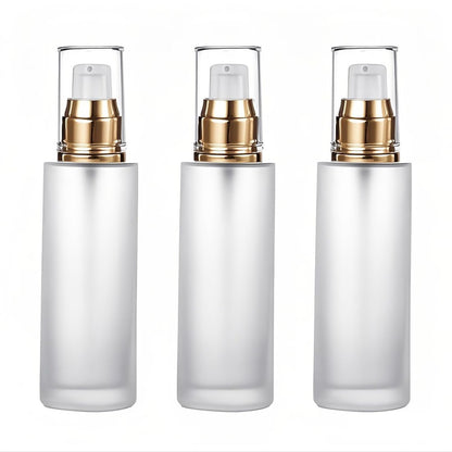 Doromy 3er-Set Flaschen aus Milchglas mit Pumpspender, nachfüllbare Kosmetikflaschen, leere Reisebehälter 60 ml/2 oz für Make-up-Creme, Lotion, ätherische Öle