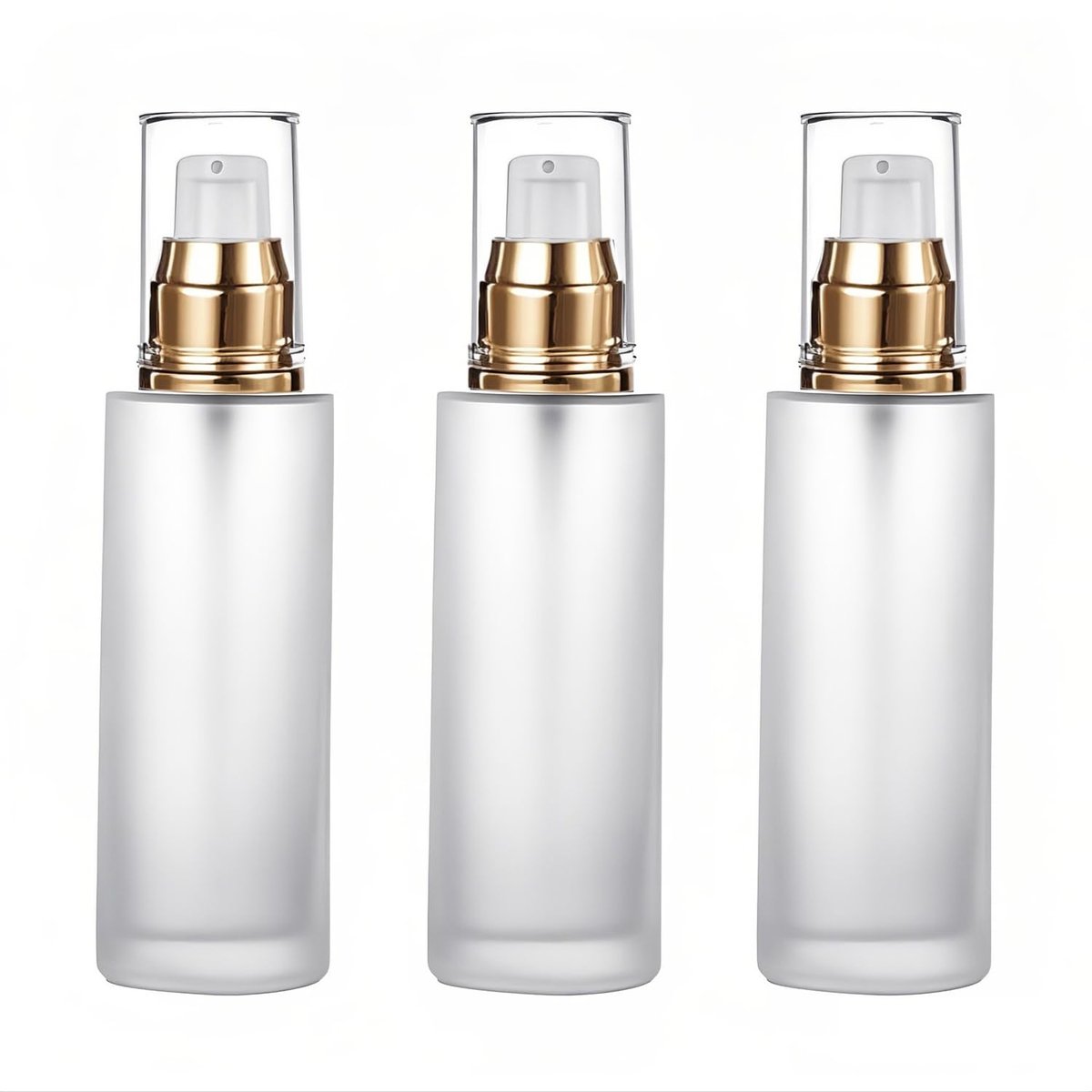 Doromy 3er-Set Flaschen aus Milchglas mit Pumpspender, nachfüllbare Kosmetikflaschen, leere Reisebehälter 60 ml/2 oz für Make-up-Creme, Lotion, ätherische Öle