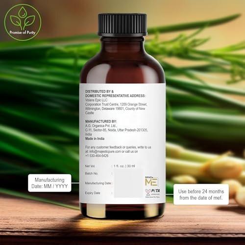 Majestic Pure Lemongrass Ätherisches Öl mit Pipette - 100% rein und natürlich - 30 ml