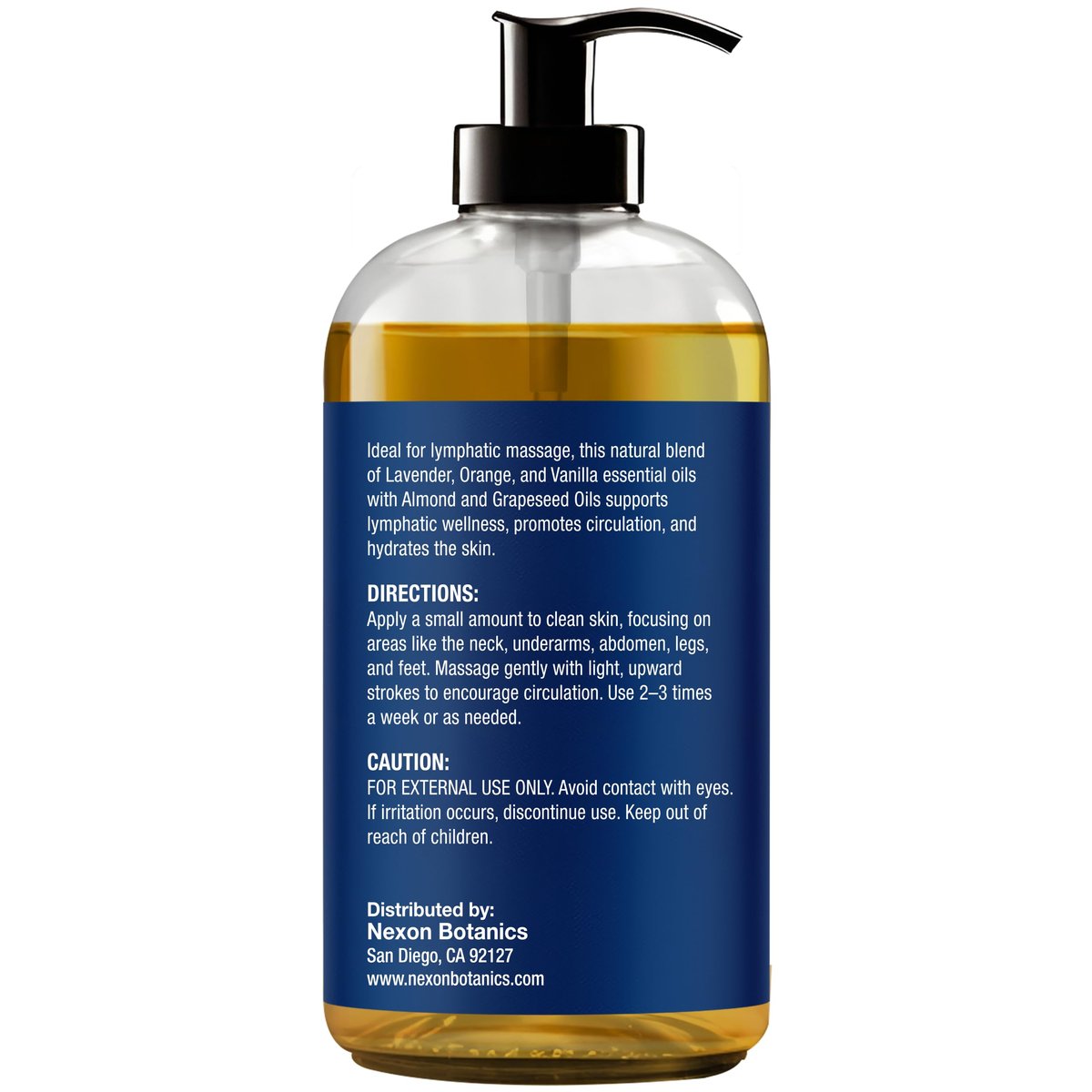 Lymphdrainage-Massageöl für die Massagetherapie 240 ml – Erfrischend und entspannend – Natürliche Öle mit Arnika, Vanille und Lavendelöl – für Männer und Frauen – Nexon Botanics