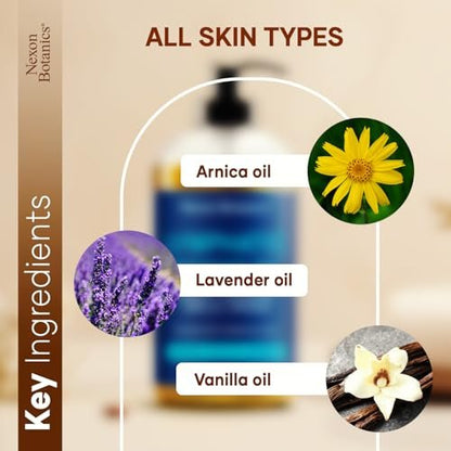 Lymphdrainage-Massageöl für die Massagetherapie 240 ml – Erfrischend und entspannend – Natürliche Öle mit Arnika, Vanille und Lavendelöl – für Männer und Frauen – Nexon Botanics