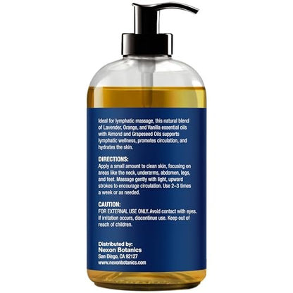 Lymphdrainage-Massageöl für die Massagetherapie 240 ml – Erfrischend und entspannend – Natürliche Öle mit Arnika, Vanille und Lavendelöl – für Männer und Frauen – Nexon Botanics