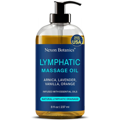Lymphdrainage-Massageöl für die Massagetherapie 240 ml – Erfrischend und entspannend – Natürliche Öle mit Arnika, Vanille und Lavendelöl – für Männer und Frauen – Nexon Botanics