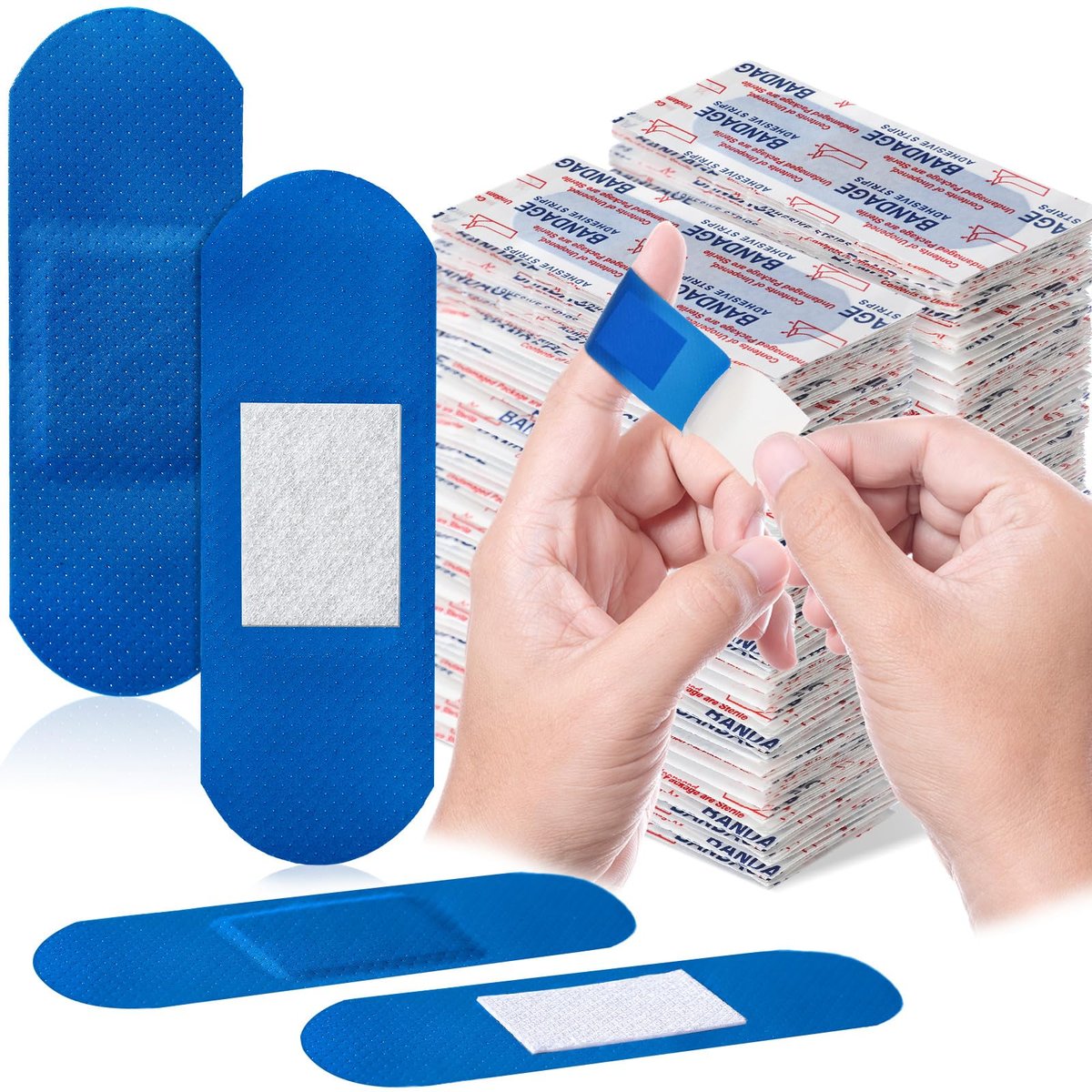 Geiserailie 200 Stück blaue Pflaster 3x1 Zoll – Lebensmittelgeeignet, metalldetektierbar, wasserdicht, PE, steril, latexfrei, für Erste Hilfe & Wundversorgung