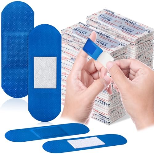 Geiserailie 200 Stück blaue Pflaster 3x1 Zoll – Lebensmittelgeeignet, metalldetektierbar, wasserdicht, PE, steril, latexfrei, für Erste Hilfe & Wundversorgung