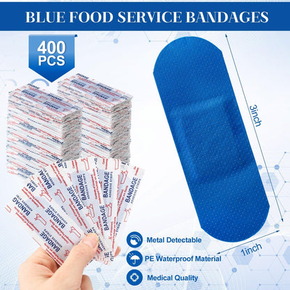 Geiserailie 200 Stück blaue Pflaster 3x1 Zoll – Lebensmittelgeeignet, metalldetektierbar, wasserdicht, PE, steril, latexfrei, für Erste Hilfe & Wundversorgung