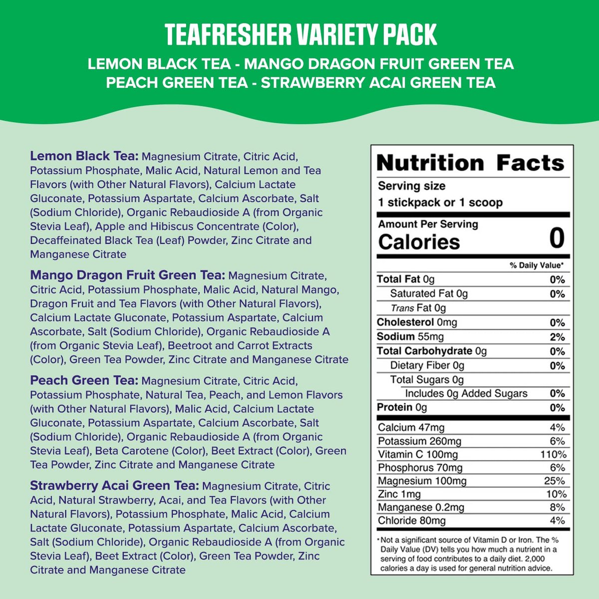 Ultima Replenisher Elektrolyt-Pulver & Instant Tee-Getränkemischung – TeaFresher Variety, 16 Stickpacks – Zuckerfreie Elektrolyte Hydrationspackungen mit Frucht- und Tee-Fusionen – Pflanzenbasiert & Keto-freundlich