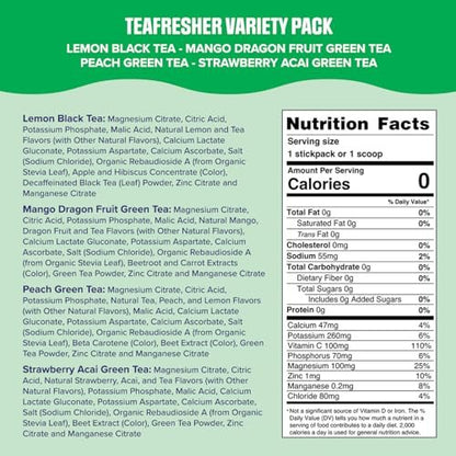 Ultima Replenisher Elektrolyt-Pulver & Instant Tee-Getränkemischung – TeaFresher Variety, 16 Stickpacks – Zuckerfreie Elektrolyte Hydrationspackungen mit Frucht- und Tee-Fusionen – Pflanzenbasiert & Keto-freundlich