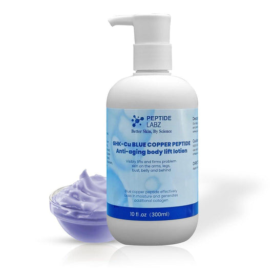 PeptideLabz Körperlotion mit Kupferpeptid & Hyaluronsäure – Hautrevitalisierende, straffende & feuchtigkeitsspendende Formel, 295 ml