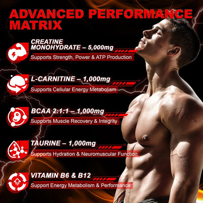 Creatin Monohydrat Gummis für Männer & Frauen mit L-Carnitin & Taurin – Zuckerfreie, vegane, kaubare Gummis im Beerengeschmack – 120 Stück – Pre-Workout für Muskelkraft & Energie