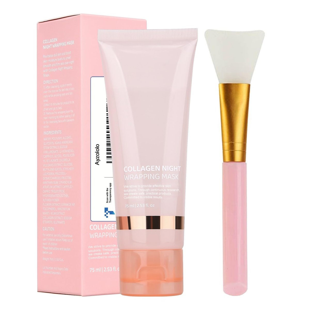 Ayzololo Collagen Night Wrapping Mask – Übernacht-Maske mit Kollagen, 75 ml inklusive Pinsel