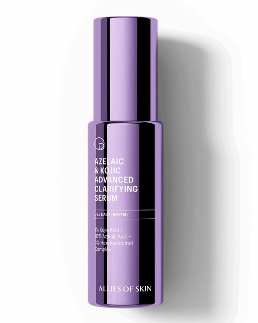 Allies of Skin Azelaic & Kojic Klärendes Gesichtsserum | Klinisch erprobt für zu Akne neigende Haut | 10% Azelainsäure behandelt Pigmentflecken und Rötungen | Verfeinert Poren und unebene Hauttextur (30 ml)