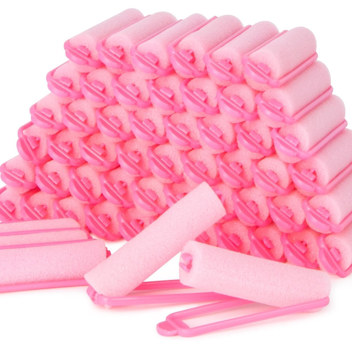 MAQIHAN 56-teilige Schaumstoff-Haarrollen 0,59 Zoll - Heißlose Lockenwickler für kurzes/langes Haar, weiche, dünne, enge Locken über Nacht, Schlaf-Lockenwickler (Pink)