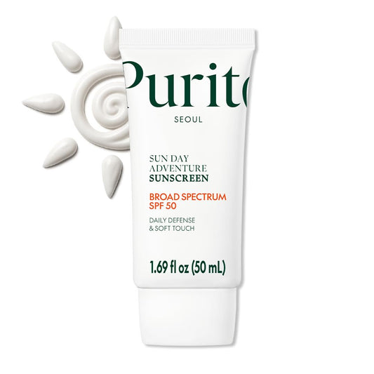 PURITO Korean Sunscreen SPF 50 – Leichteste Textur, kein Weißstich, Breitband UVA/UVB, Ölfrei, Vegan, Für alle Hauttypen, Täglicher leichter Sonnenschutz, Korean Skincare, 50ml 1,69 fl.oz
