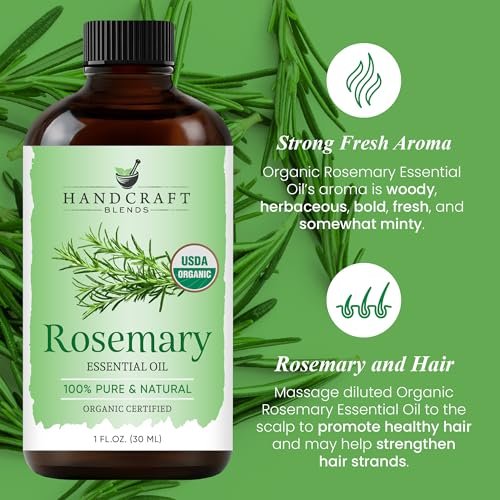 Handcraft Blends Bio Rosmarinöl – 30 ml – 100% rein und natürlich – Hochwertiges ätherisches Öl für Diffuser und Aromatherapie