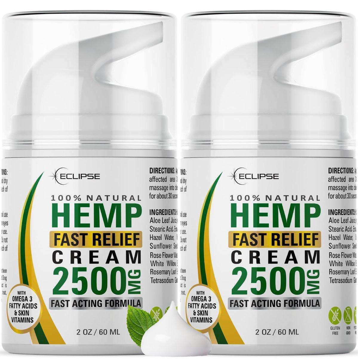 Eclipse Hemp Hanfcreme – Natürlicher Hanfextrakt, hergestellt in den USA, 2er-Pack