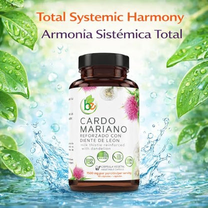 Cardo Mariano mit Löwenzahn verstärkt – 90 pflanzliche Kapseln, 1500 mg pro Portion, Leberunterstützung, Antioxidantien, 100% natürlich, von BexpertsUSA