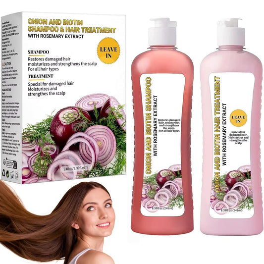 Zwiebel-Biotin-Rosmarin-Shampoo für weiches Haar und Glanz, gegen Haarausfall und dünner werdendes Haar