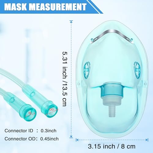 Geiserailie 2er-Pack L Sauerstoffmaske mit 2 m Schlauch und verstellbarem elastischem Band – Sauerstoffmaske für Erwachsene