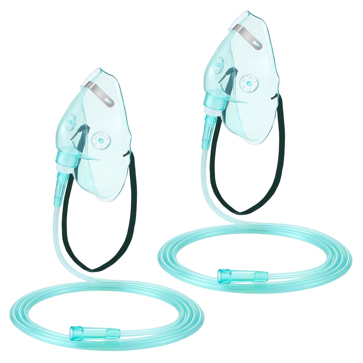 Geiserailie 2er-Pack L Sauerstoffmaske mit 2 m Schlauch und verstellbarem elastischem Band – Sauerstoffmaske für Erwachsene