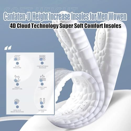 4D Cloud Höheneinlegesohlen für Männer und Frauen – Cloud Tech Einlegesohlen, weiche Memory-Schaum-Einlegesohlen, bequeme Stepper Höheneinlegesohlen, zuschneidbar für Männer und Frauen (Schwarz, 1 Zoll, US Männer 8-11)