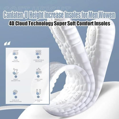4D Cloud Höheneinlegesohlen für Männer und Frauen – Cloud Tech Einlegesohlen, weiche Memory-Schaum-Einlegesohlen, bequeme Stepper Höheneinlegesohlen, zuschneidbar für Männer und Frauen (Schwarz, 1 Zoll, US Männer 8-11)