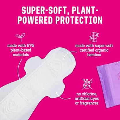 Flo Ultra Long Night Menstrual Pads, 40 Stück - Starke Saugfähigkeit, 3D Auslaufschutz, Bambusviskose, pflanzlich, vegan, tierversuchsfrei
