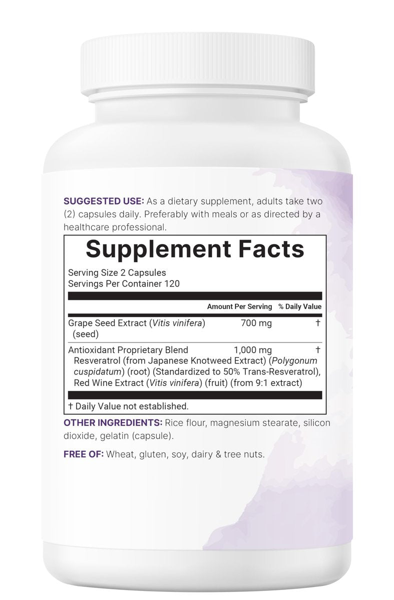 Micro Ingredients Traubenkernextrakt, 240 Kapseln | 3-in-1 Antioxidantien-Mischung mit Resveratrol & Rotwein-Extrakten | Max-Stärke-Polyphenole | Non-GMO