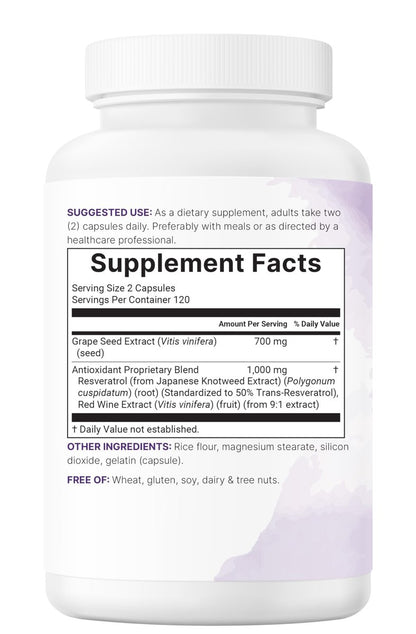 Micro Ingredients Traubenkernextrakt, 240 Kapseln | 3-in-1 Antioxidantien-Mischung mit Resveratrol & Rotwein-Extrakten | Max-Stärke-Polyphenole | Non-GMO