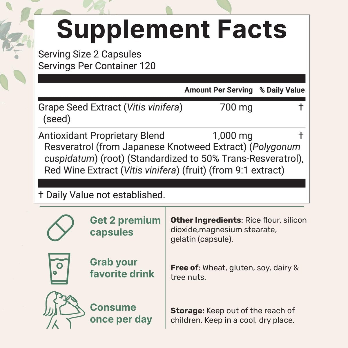 Micro Ingredients Traubenkernextrakt, 240 Kapseln | 3-in-1 Antioxidantien-Mischung mit Resveratrol & Rotwein-Extrakten | Max-Stärke-Polyphenole | Non-GMO