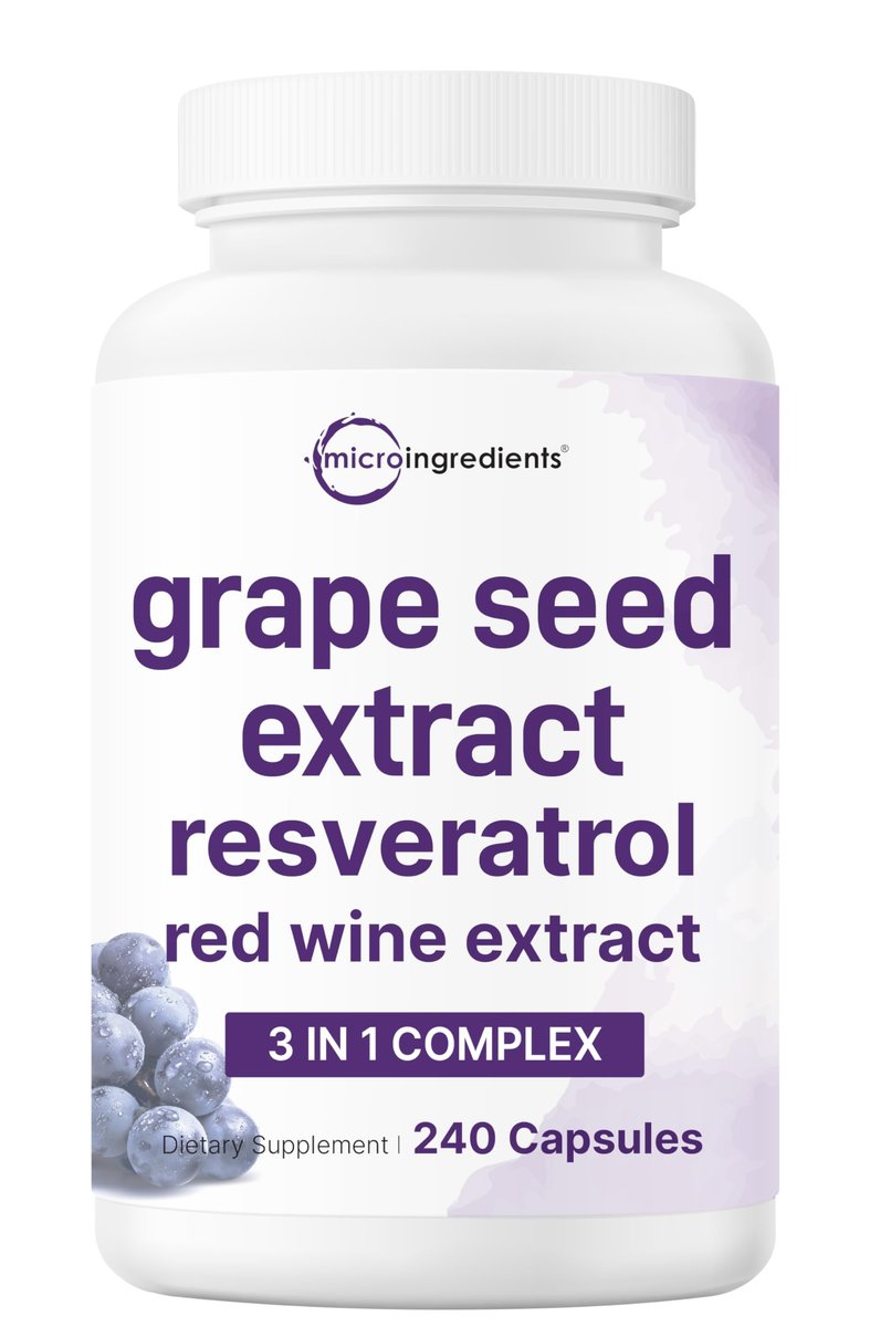 Micro Ingredients Traubenkernextrakt, 240 Kapseln | 3-in-1 Antioxidantien-Mischung mit Resveratrol & Rotwein-Extrakten | Max-Stärke-Polyphenole | Non-GMO