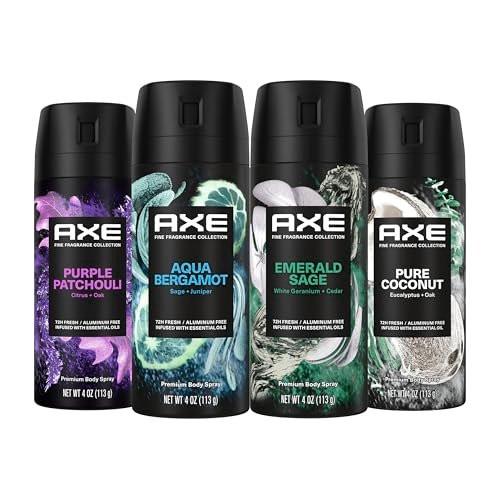 AXE Duftkörperpflege Variety Pack 4er-Pack – Emerald Sage, Aqua Bergamot, Purple Patchouli, Pure Coconut – Aluminiumfrei, 4 oz