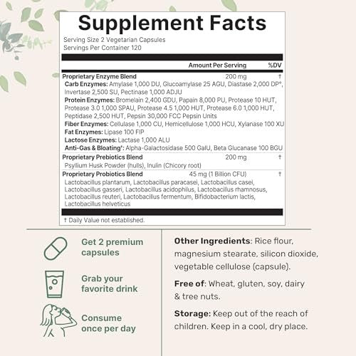 Micro Ingredients Super Enzyme mit Präbiotika & Probiotika, 240 vegane Kapseln | Verdauungsenzyme für Frauen & Männer | Probiotikum, Bromelain, Flohsamenschalen & mehr | Unterstützung für Immun- und Darmgesundheit*