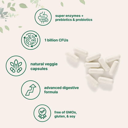 Micro Ingredients Super Enzyme mit Präbiotika & Probiotika, 240 vegane Kapseln | Verdauungsenzyme für Frauen & Männer | Probiotikum, Bromelain, Flohsamenschalen & mehr | Unterstützung für Immun- und Darmgesundheit*