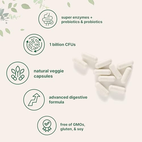 Micro Ingredients Super Enzyme mit Präbiotika & Probiotika, 240 vegane Kapseln | Verdauungsenzyme für Frauen & Männer | Probiotikum, Bromelain, Flohsamenschalen & mehr | Unterstützung für Immun- und Darmgesundheit*